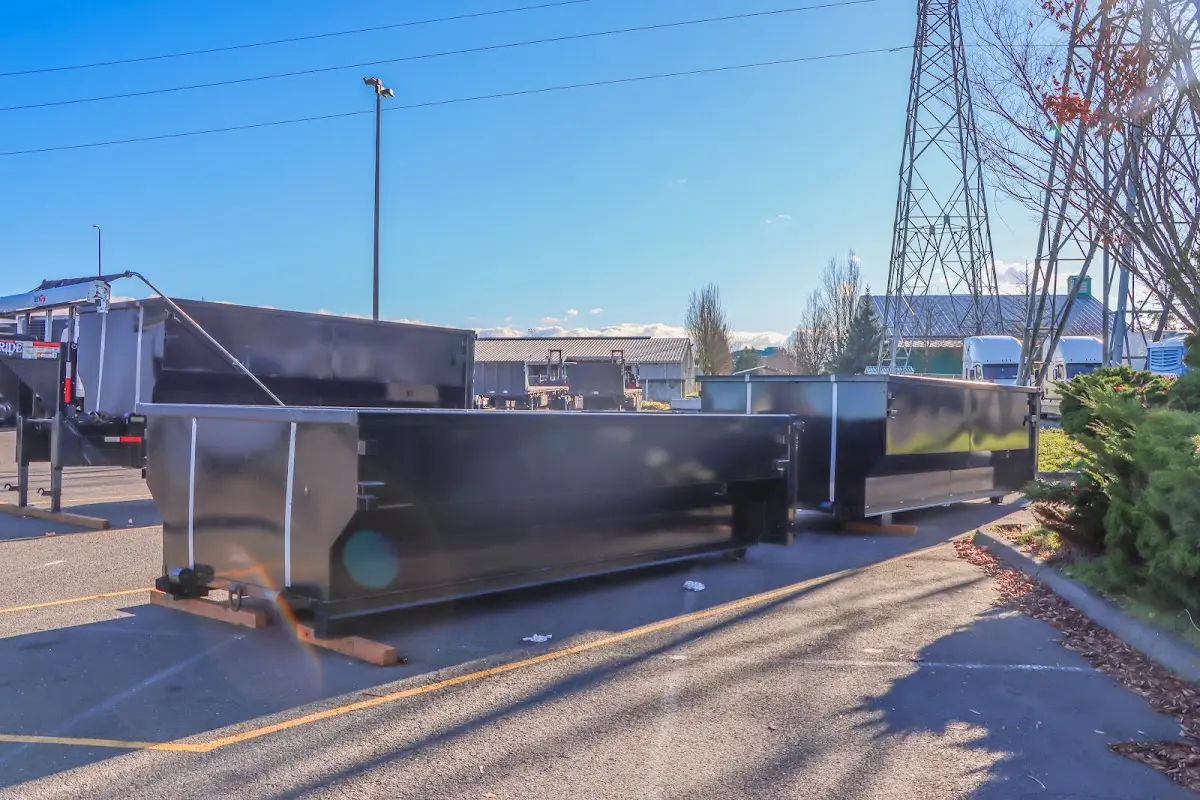Roll-off dumpster ready for waste disposal at job site for 6 Yard Dumpster Rental in Olathe